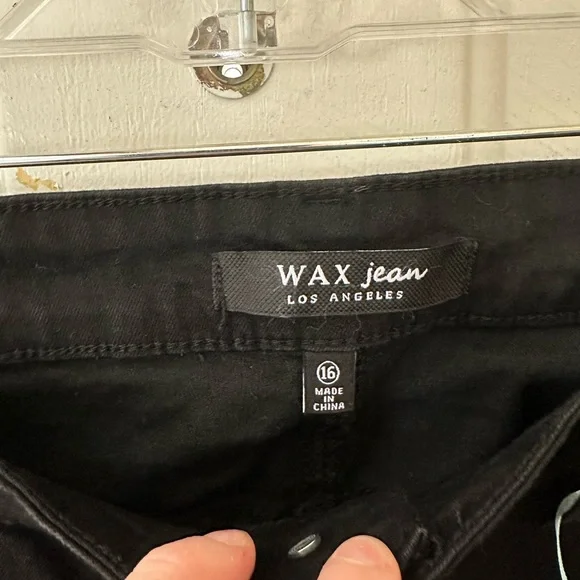 WAX JEAN HIGH RISE SKINNY JEANS: DISTRESSED: BLACK: NWT: SZ 16 - Picture 4 of 8